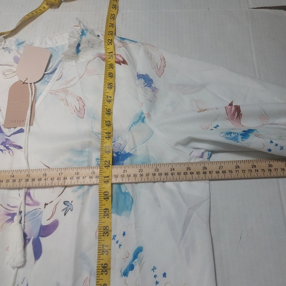 ZOLUCKY NWT Floral Design White Maxi Dress Size 2X - Picture 8 of 10